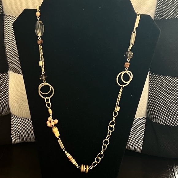 Loft Beaded Gold Plated Long Necklace - Picture 3 of 7